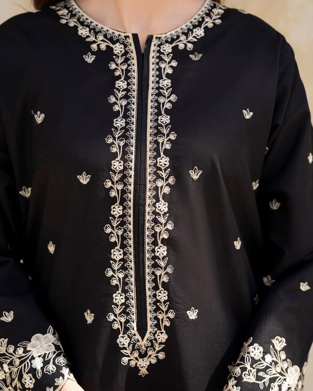 BLACK GULAB EMB 2PC SET - Image 2