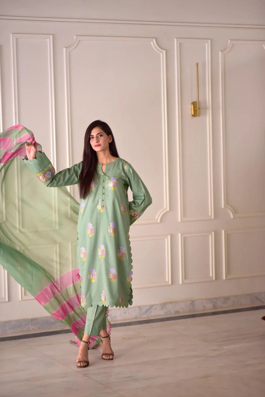 EID SPECIAL BLOSSOM LUXURY COTTON 3PC - Image 4
