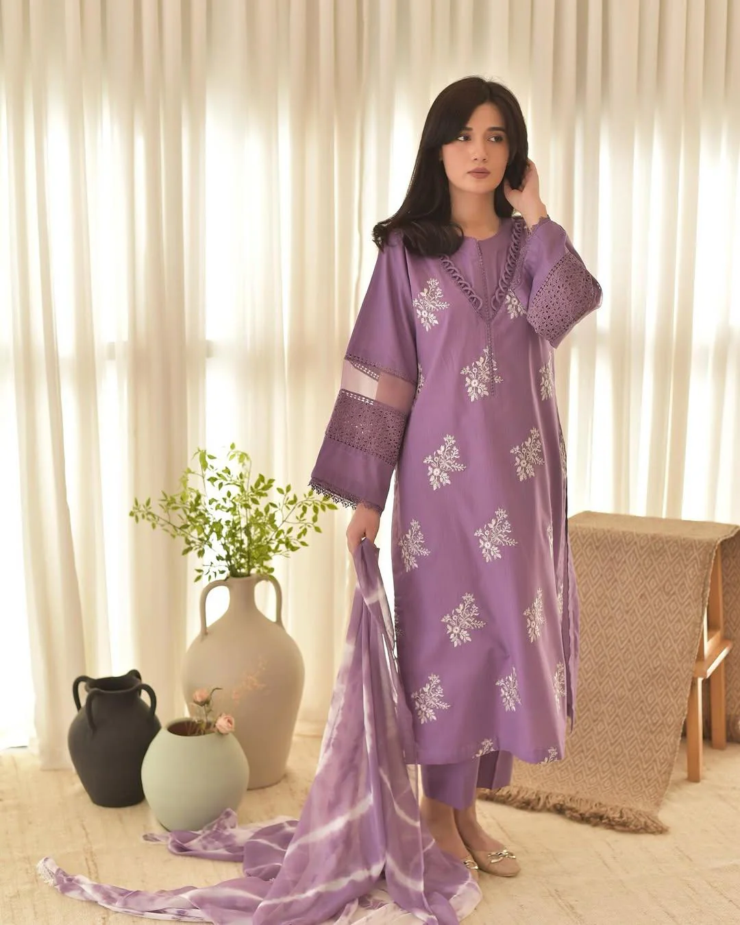 HORIYA PURPLE LAWN  3PC - Image 4