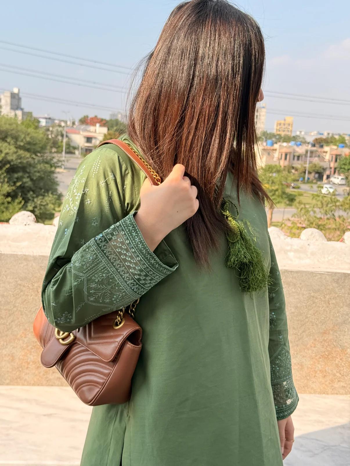 GREEN MINSHA 2PC ( FARSHI SHALWAR) - Image 4
