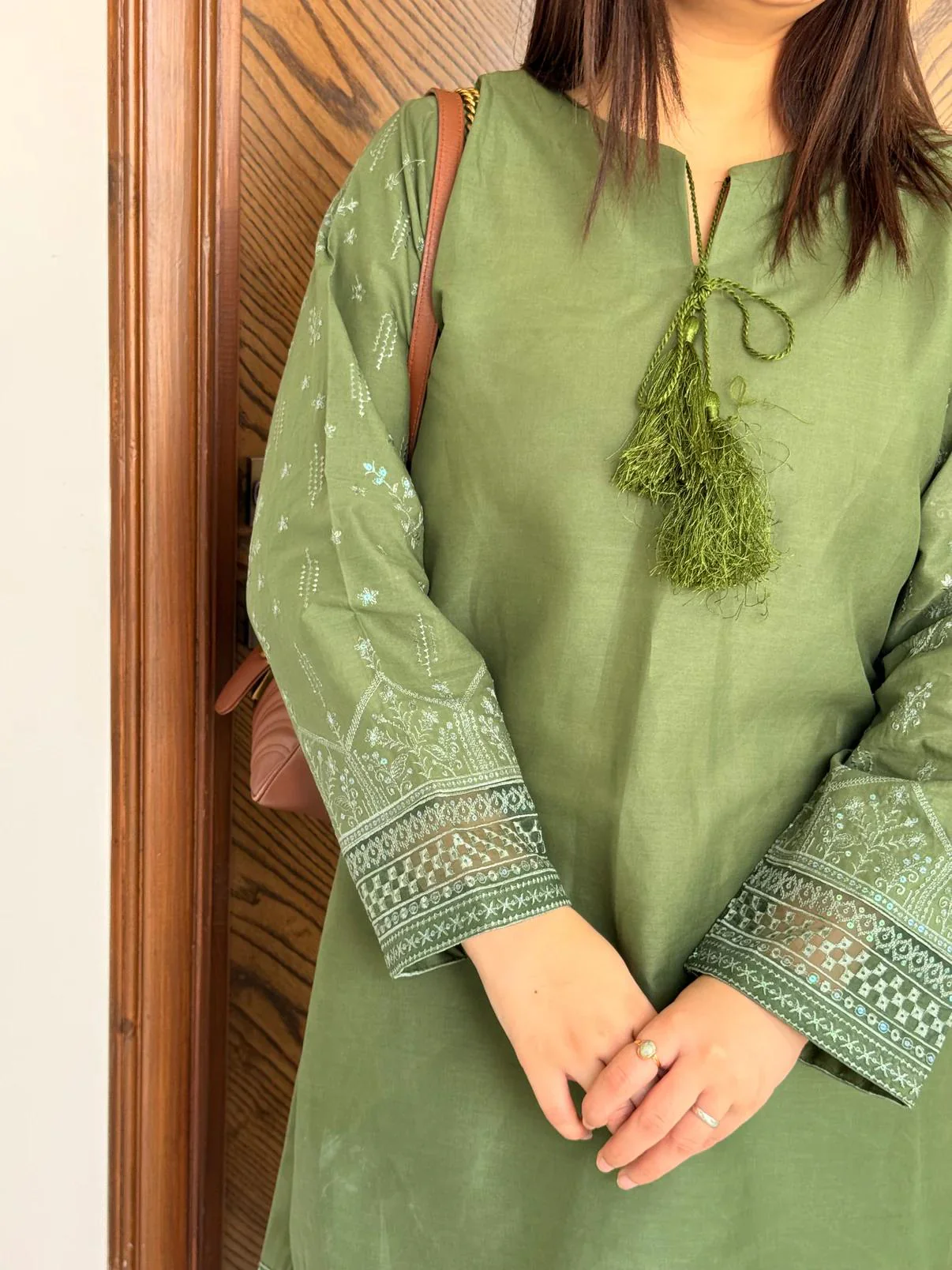 GREEN MINSHA 2PC ( FARSHI SHALWAR) - Image 5