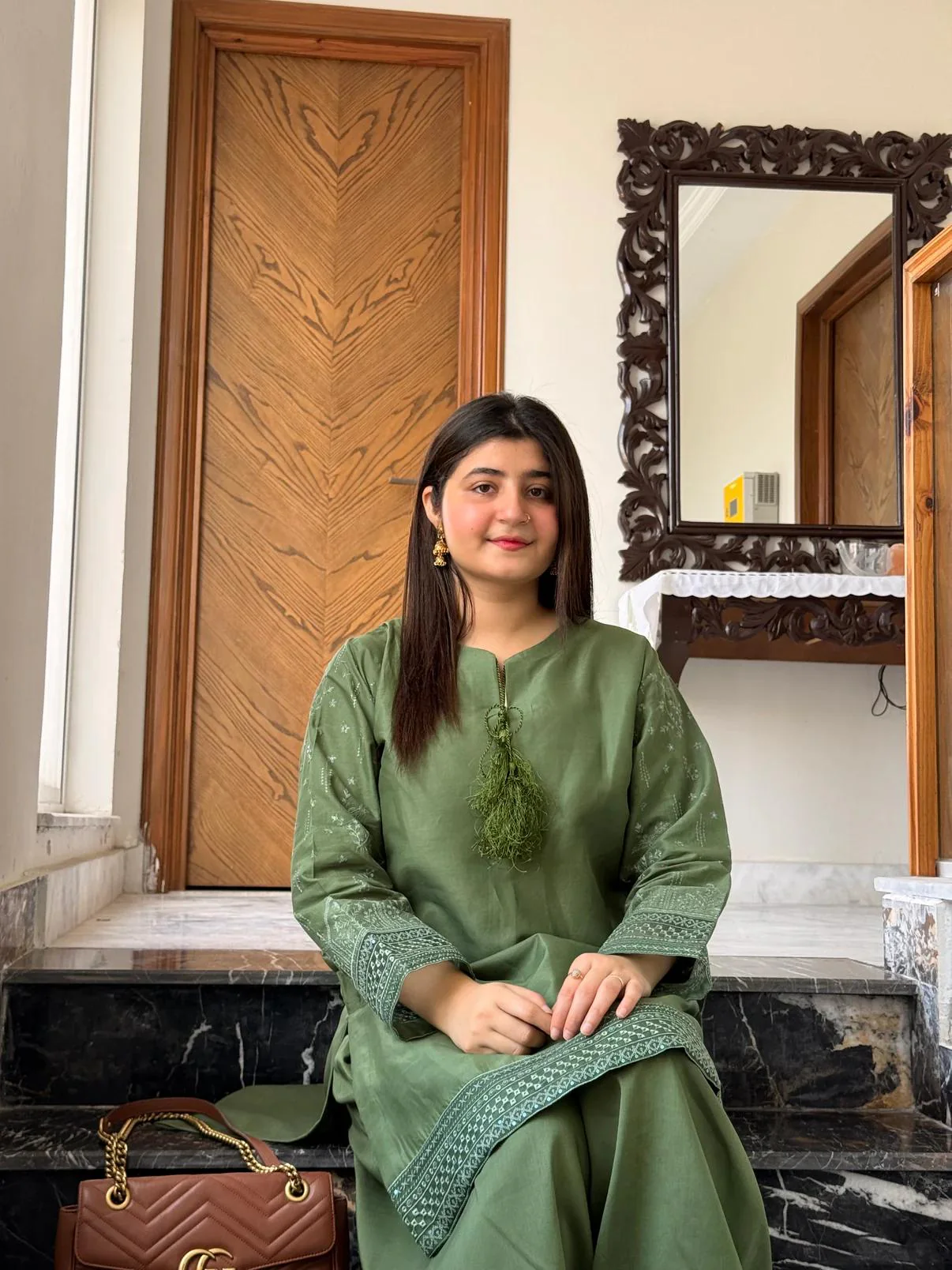 GREEN MINSHA 2PC ( FARSHI SHALWAR) - Image 6