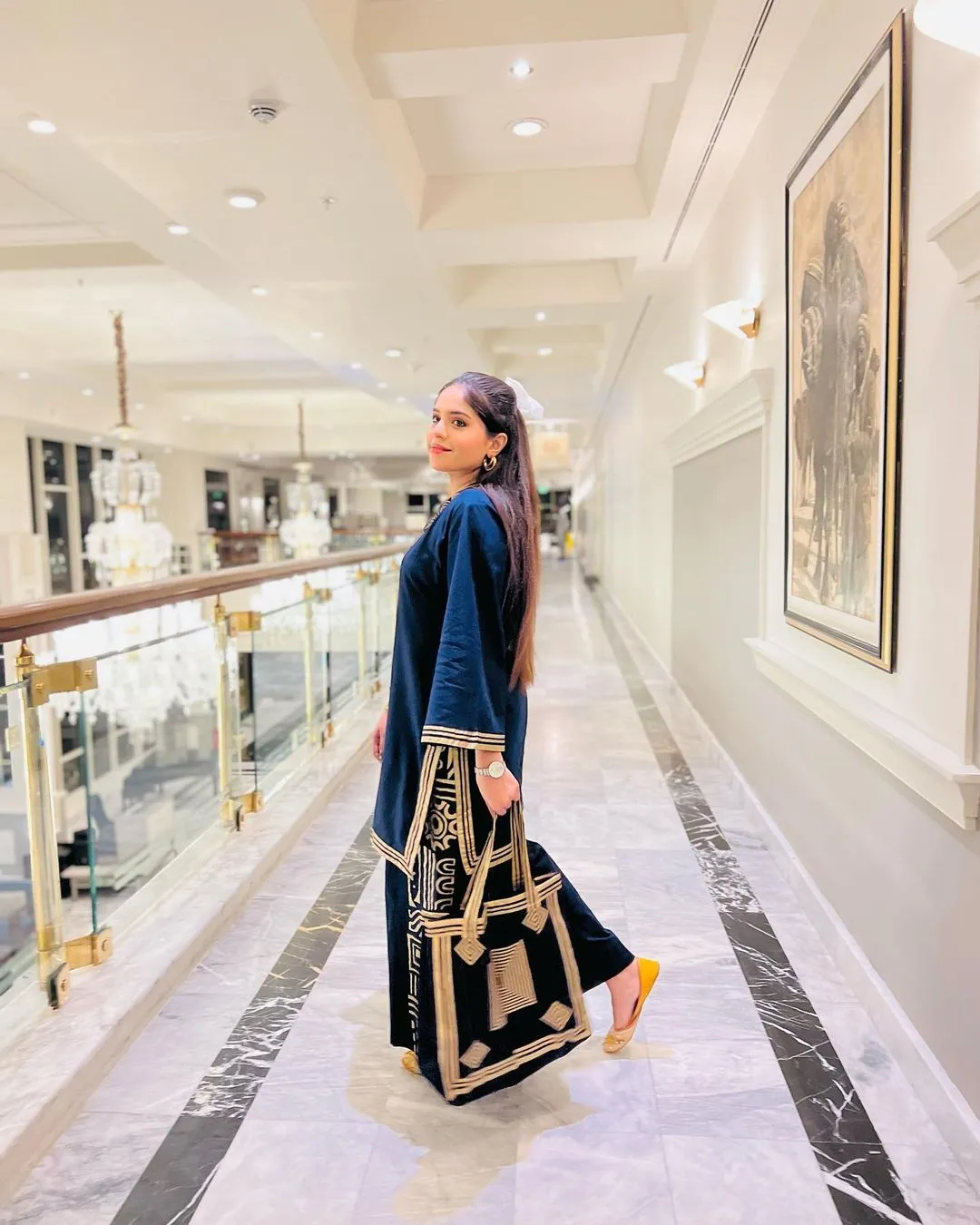 Retro 2 Pc Suit With Hand Bag (Blue) - Image 3