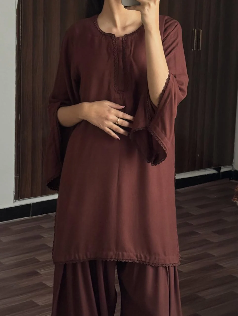 SHEEN BROWN SET ( FARSHI SHALWAR ) - Image 3