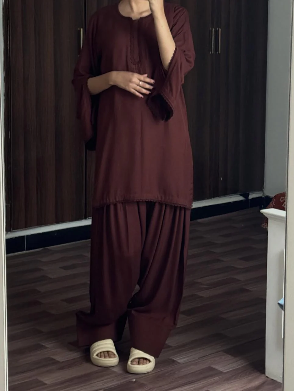 SHEEN BROWN SET ( FARSHI SHALWAR ) - Image 4