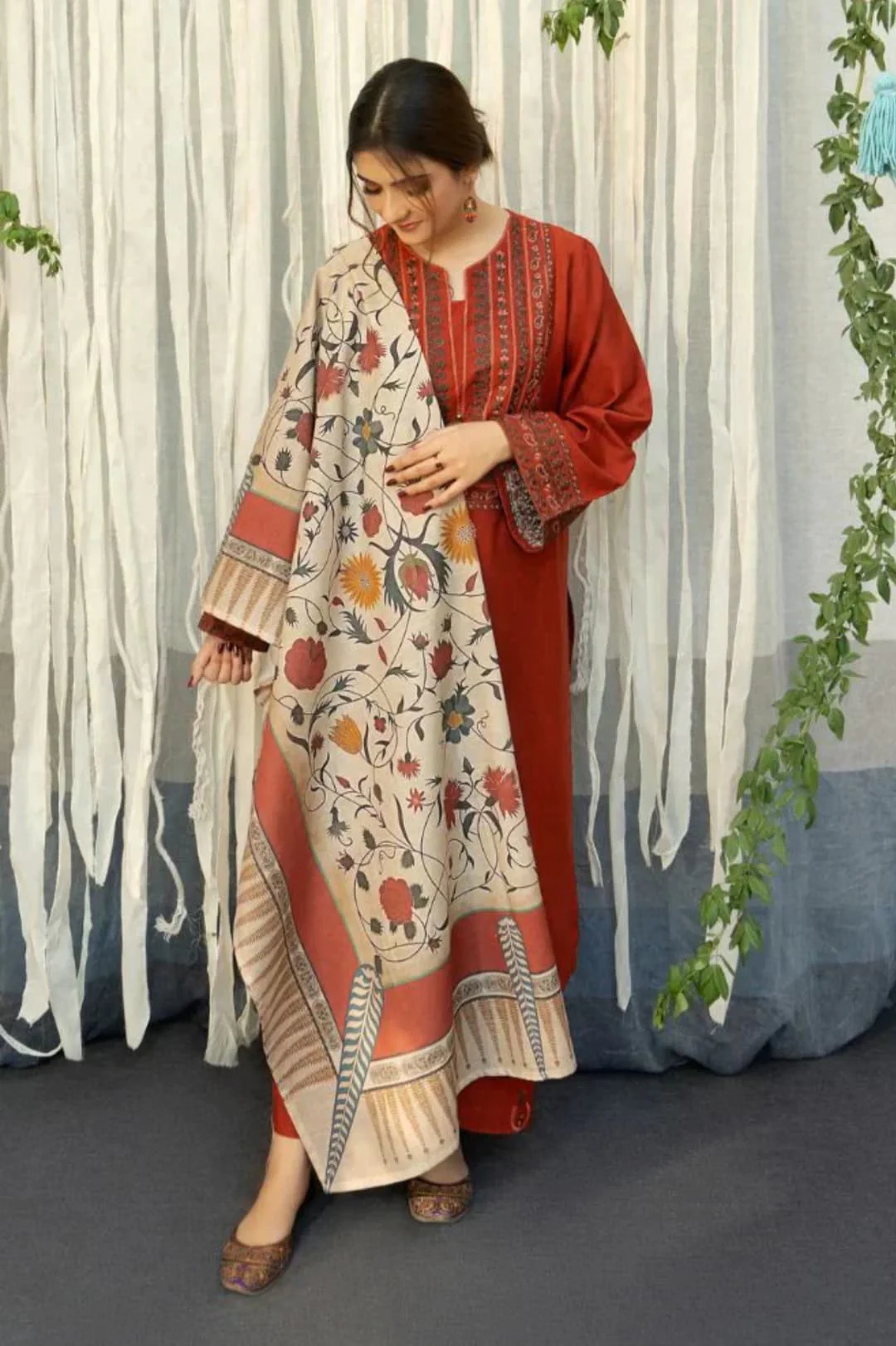 UROOJ EMB 3Pc With MONAR DUPPATA - Image 7
