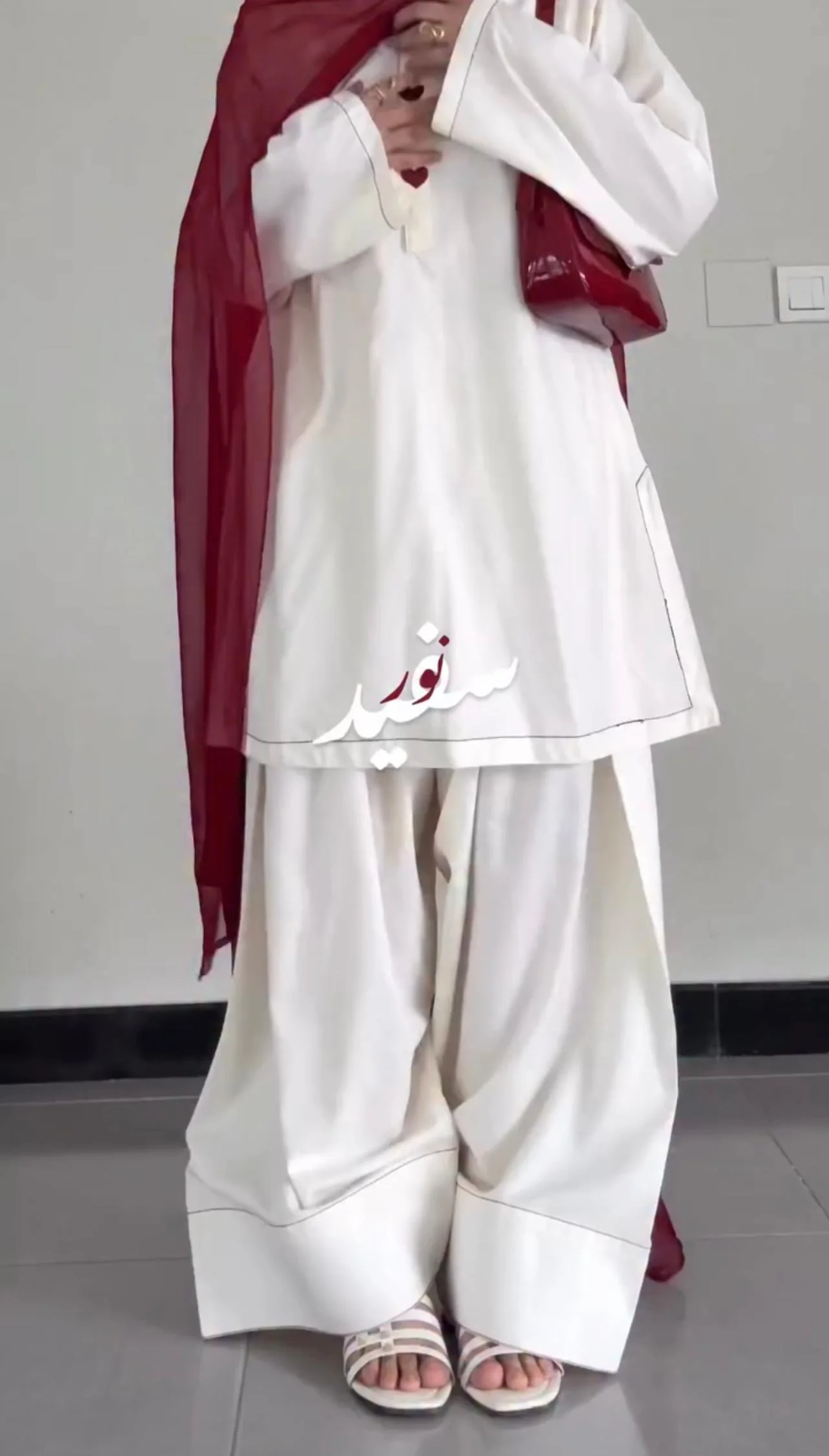 WHITE HEART 3PC ( FARSHI SHALWAR )
